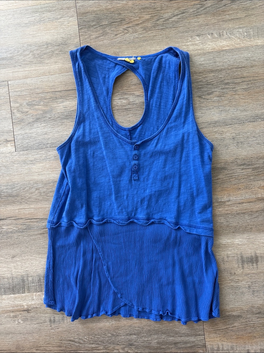 Anthropologie Cobalt Blue Keyhole Henley Layered Tank